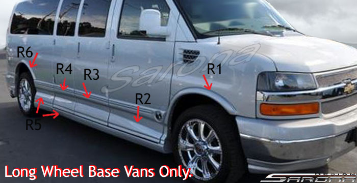Custom Chevy Express Van  Side Skirts (2003 - 2024) - $2450.00 (Part #CH-022-SS)